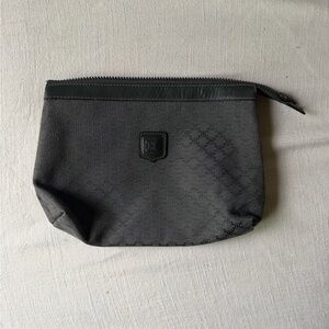 Celine Clutch with Embossed Pattern grey zip pouch wristlet
